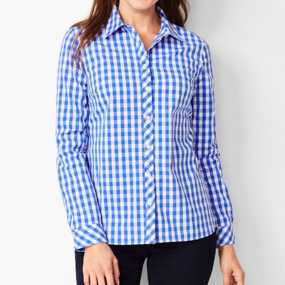 Talbots Classic Cotton Shirt Button Down Gingham Size Small - Picture 1 of 9